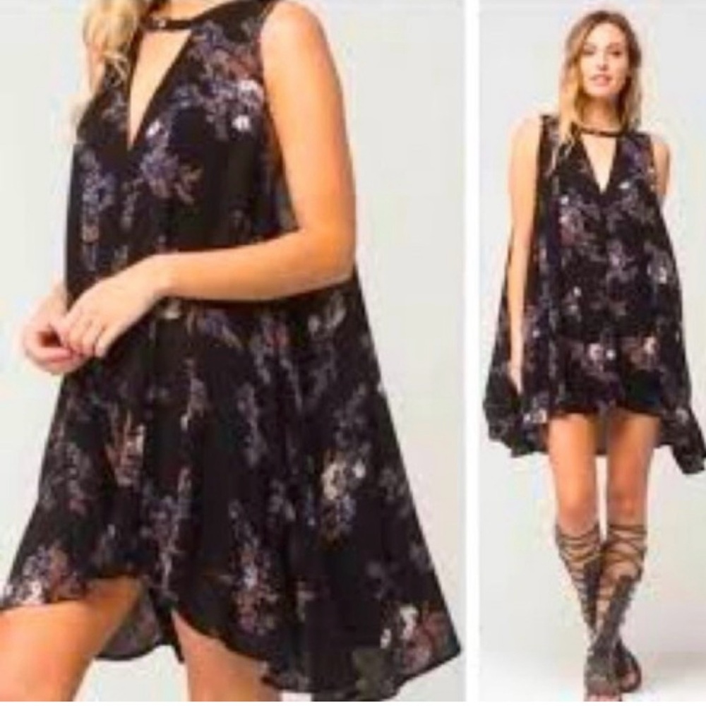 Floral Black Chiffon Dress size small